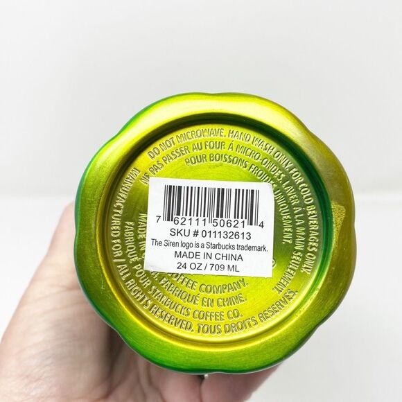 STARBUCKS LIME SPECKLE STAINLESS STEEL COLD CUP VENTI NWT - Picture 8 of 16